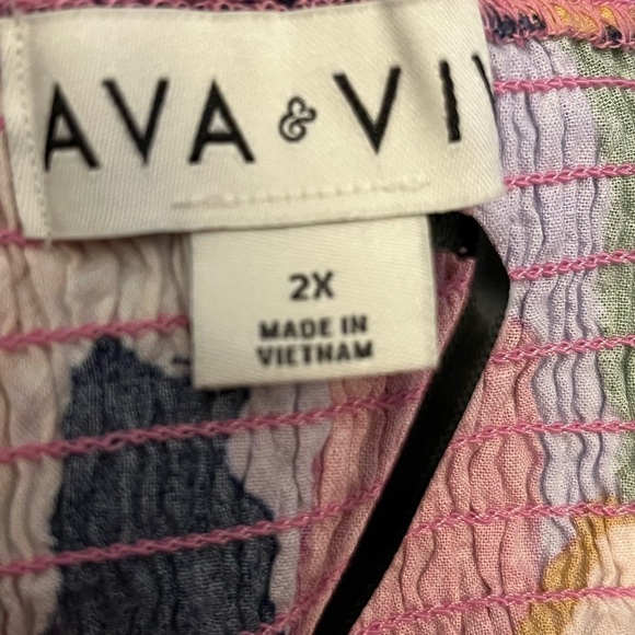 Women's Plus Size Sleeveless Tie-Back Tiered Dress - Ava & Viv Floral nwot - Picture 4 of 4